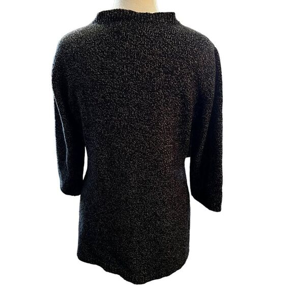 Karen Scott Sweater Loose Fit Black & White Tweed size Medium - Picture 4 of 5
